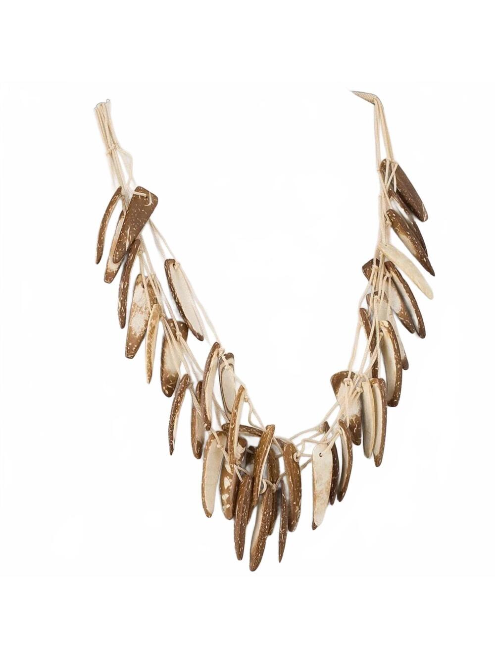 Bali Artisan Edgy Natural Coconut Shell Talon Beads Multi-Strand Necklace